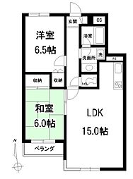グリーンタウンA棟 2LDKの間取図画像