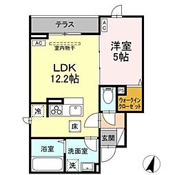 京王相模原線 京王堀之内駅 徒歩8分の賃貸アパート 2階1LDKの間取り