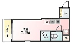 Glansky羽田 1階ワンルームの間取り