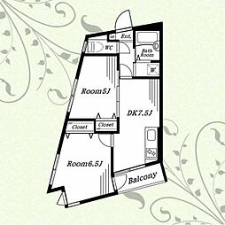 タックビル3 2DKの間取図画像