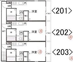 コーポ・オーガスタ 2階ワンルームの間取り