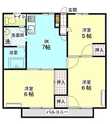 コーポ平和 1階3DKの間取り