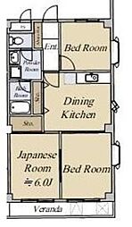 SK小松川 2階3DKの間取り