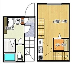 メゾン・ド・プランドール蘇我 ワンルームの間取図画像