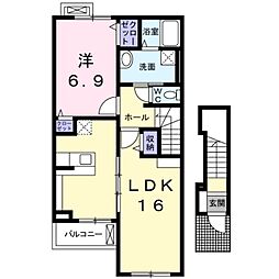 カルム・メゾン東館 1LDKの間取図画像