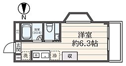 シティーハイツ堀之内 4階ワンルームの間取り