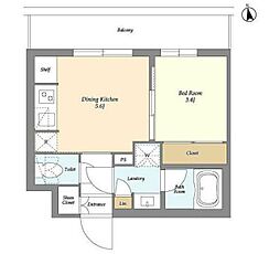 ベルファース三軒茶屋 1DKの間取図画像