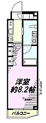 京王線 京王八王子駅 徒歩3分の賃貸マンション 2階1Kの間取り