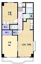 ヴィクトリーマンションKEI 5階2LDKの間取り