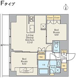 クレストコート東日暮里 7階2LDKの間取り