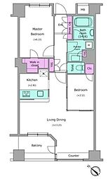 レジディアタワー上池袋パークサイド 1SLDKの間取図画像