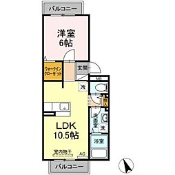 カサベルデ長岡 1LDKの間取図画像