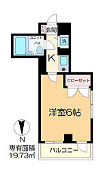 クレストコート美奈川 2階1Kの間取り