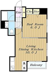 小田急小田原線 町田駅 徒歩5分の賃貸マンション 6階1LDKの間取り