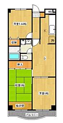 カーサシンフォニア 2階3DKの間取り