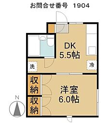 シャトレ藤沢 1階1DKの間取り
