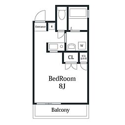JR横浜線 橋本駅 徒歩11分の賃貸マンション 4階1Kの間取り