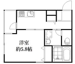 アルカンシェル 2階1Kの間取り