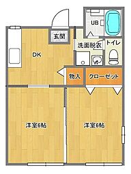 モンシェ海老名 2DKの間取図画像
