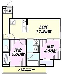 (仮)国立市谷保4丁目PJ 新築共同住宅A棟 2LDKの間取図画像