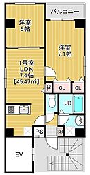 Bloom錦糸町 5階2DKの間取り