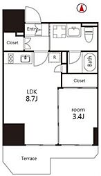 V-style入谷 1階1LDKの間取り