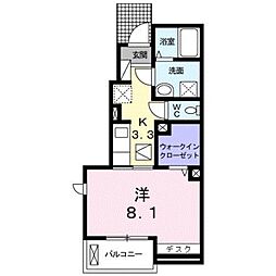エクレール三宅　II 1階1Kの間取り