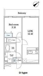 スカイグランデ八広A 1LDKの間取図画像