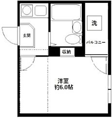 ホワイトパル 1階1Kの間取り