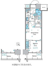 パークアクシス豊洲キャナル 8階1DKの間取り