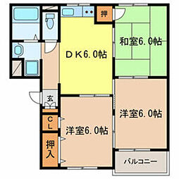 ヴァンベール柏 3DKの間取図画像