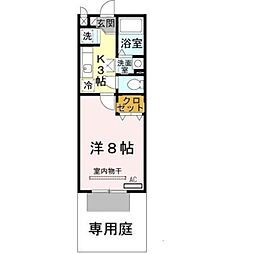 MORIMAWARI WEST 1階1Kの間取り