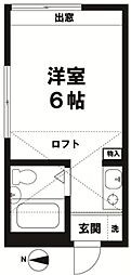 曳舟ヴィレッヂ A館 2階ワンルームの間取り