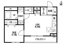 リーブルファイン中央区本町西 1LDKの間取図画像