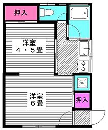 弥生荘 1階2Kの間取り