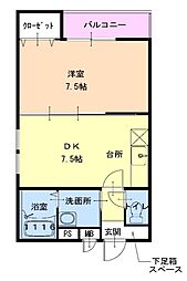 フジパレス山之内 1LDKの間取図画像