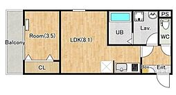 ジーメゾン座間ザミール 1LDKの間取図画像