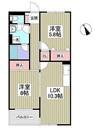 PURE GOLD 4階2LDKの間取り