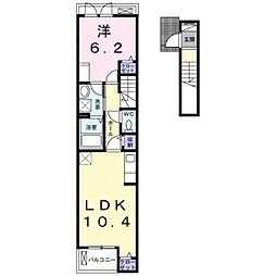 グランメール・フラン 2階1LDKの間取り