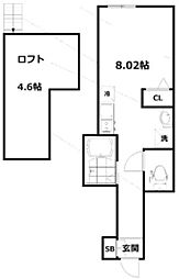 アプロ千鳥町 1階ワンルームの間取り