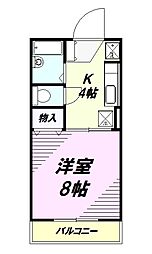 京王動物園線 多摩動物公園駅 徒歩9分の賃貸アパート 1階1Kの間取り