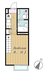 アザーレ・パッシオ町田 2階1Kの間取り