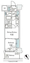 エル・セレーノ横浜 1DKの間取図画像