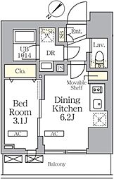 プライムガーデン大森 6階1DKの間取り