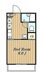 カメリエA 1階1Kの間取り