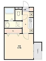 TKWill北坂戸 2階1Kの間取り