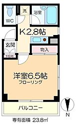 瑞穂ビル 1Kの間取図画像