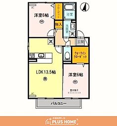 ガーデンコートB 2LDKの間取図画像