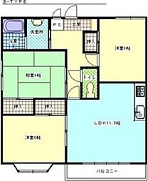 パレス・コヨー 4階3LDKの間取り