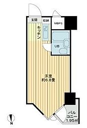 東京ベイビュウ 6階ワンルームの間取り